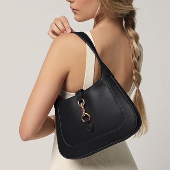 Neiman Marcus Black Horsebit Buckle Reverie Bag - Picture 3 of 6